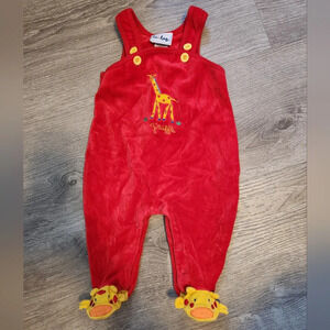 Vintage Velour Children's Giraffe Jumper Overalls 3 Months